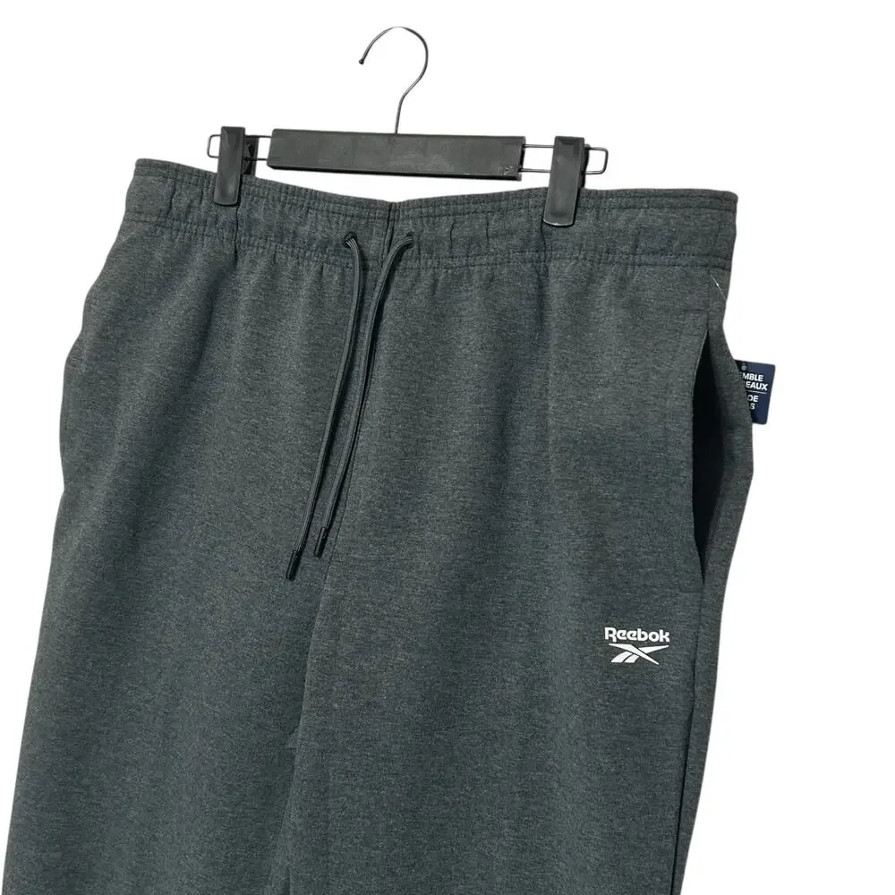 Reebok Jogger Sweatpants NWT Mens Sz L Gray Drawstring Athleisure Casual Workout